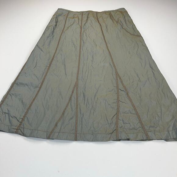 Taifun Collection Iridescent Taffeta Midi A-Line Skirt Sage-Olive Green Size XL - Picture 2 of 12